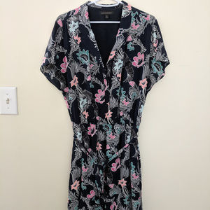 Banana Republic navy floral work dress